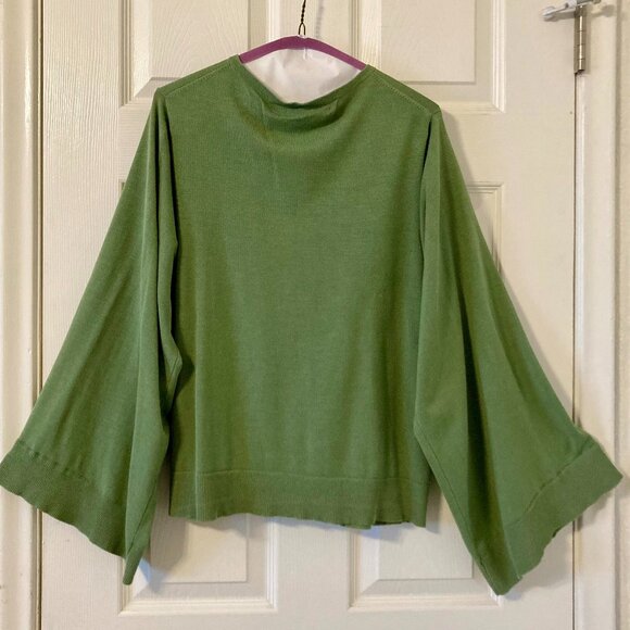 GREAT Condition, SZ XL (see measurements) Silk Blend Kimono Cardigan, Green - Picture 3 of 3